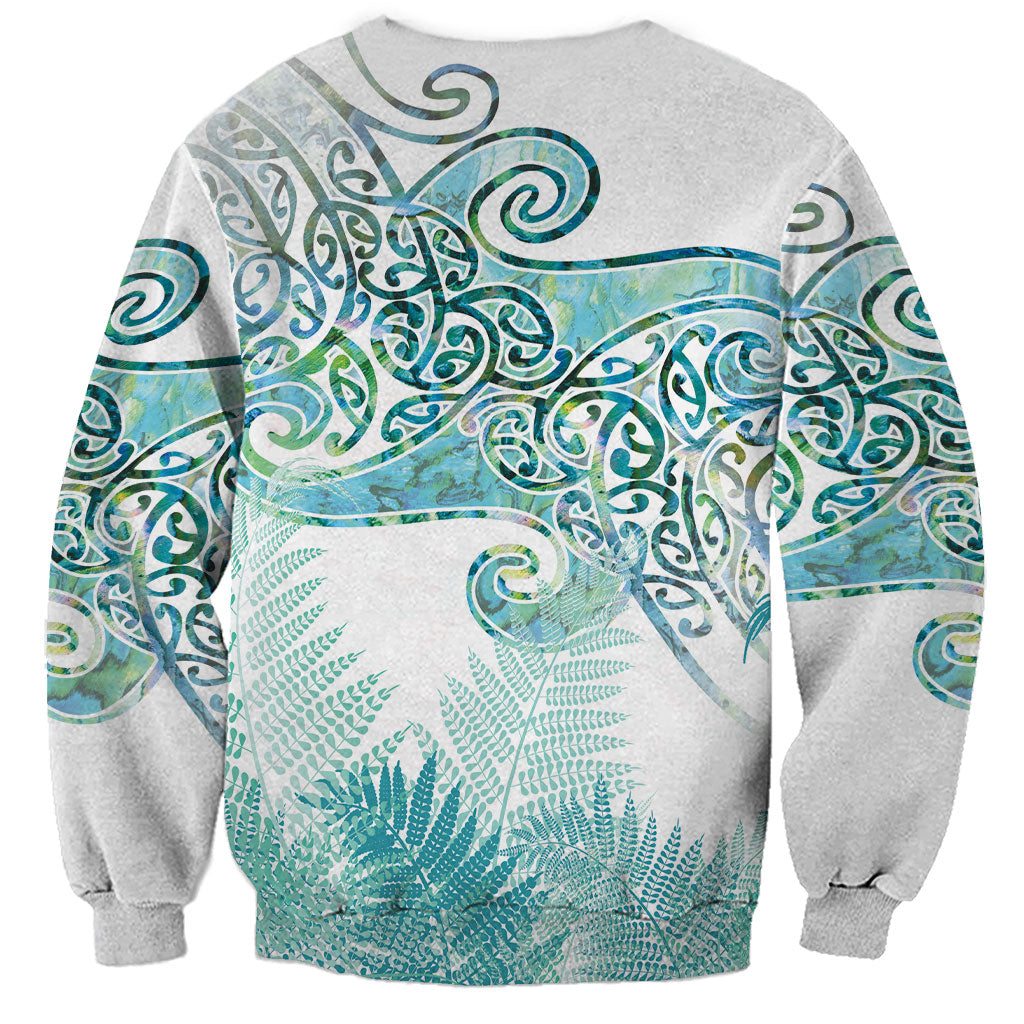 Aotearoa Maori Koru Curves Sweatshirt Mossy Paua Shell