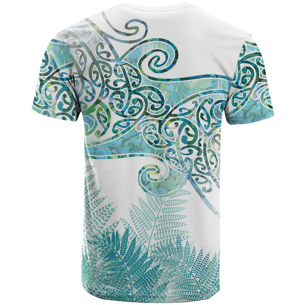 Aotearoa Maori Koru Curves T Shirt Mossy Paua Shell