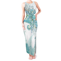 Aotearoa Maori Koru Curves Tank Maxi Dress Mossy Paua Shell