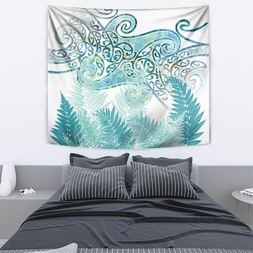 Aotearoa Maori Koru Curves Tapestry Mossy Paua Shell