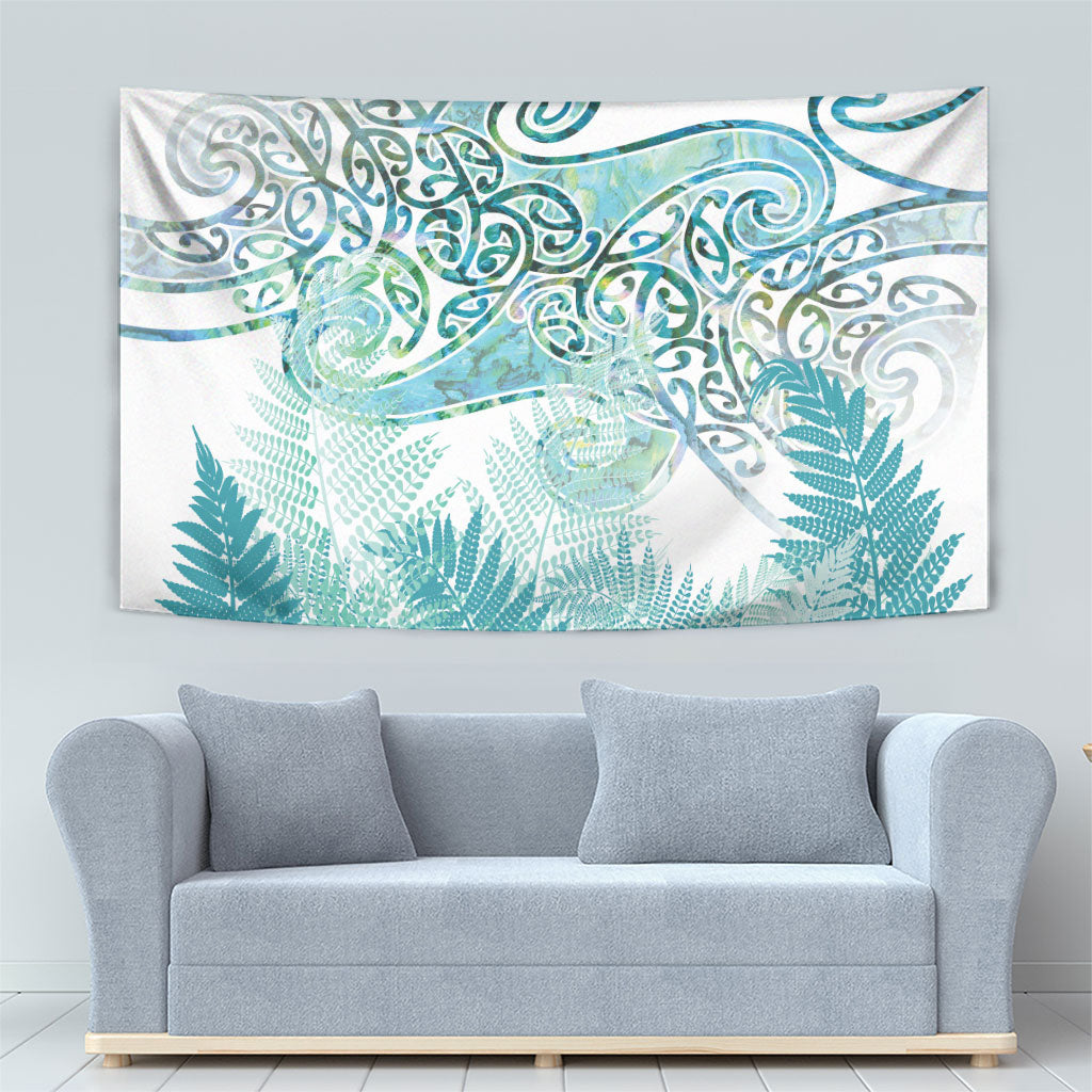 Aotearoa Maori Koru Curves Tapestry Mossy Paua Shell
