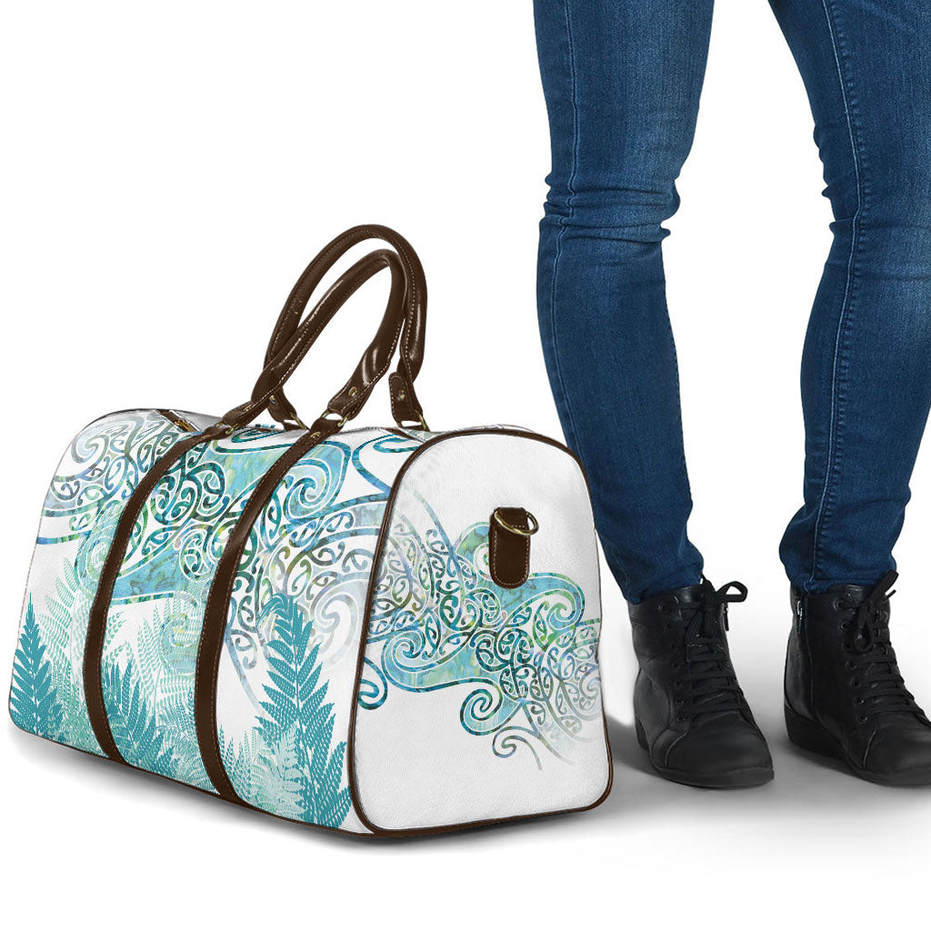 Aotearoa Maori Koru Curves Travel Bag Mossy Paua Shell