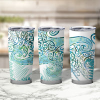 Aotearoa Maori Koru Curves Tumbler Cup Mossy Paua Shell