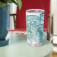 Aotearoa Maori Koru Curves Tumbler Cup Mossy Paua Shell
