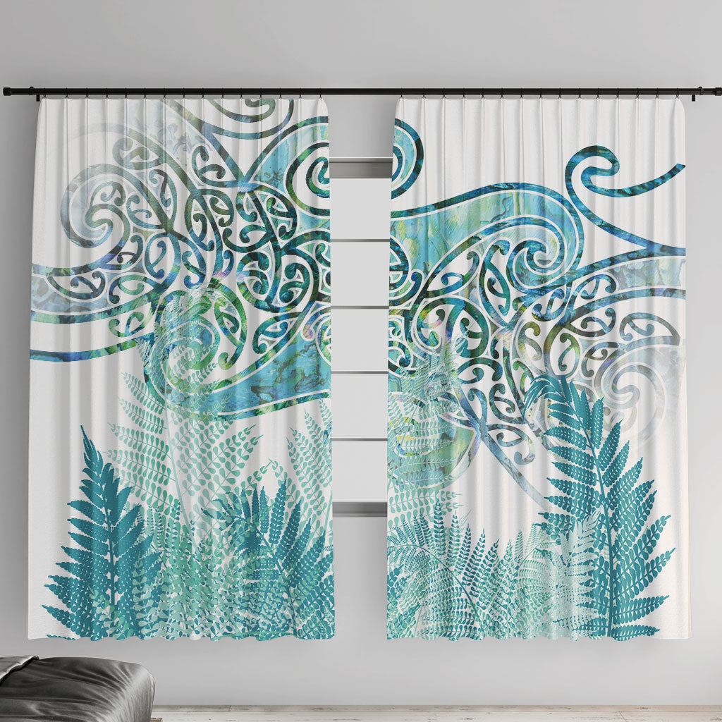 Aotearoa Maori Koru Curves Window Curtain Mossy Paua Shell