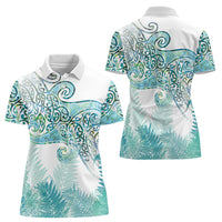 Aotearoa Maori Koru Curves Women Polo Shirt Mossy Paua Shell