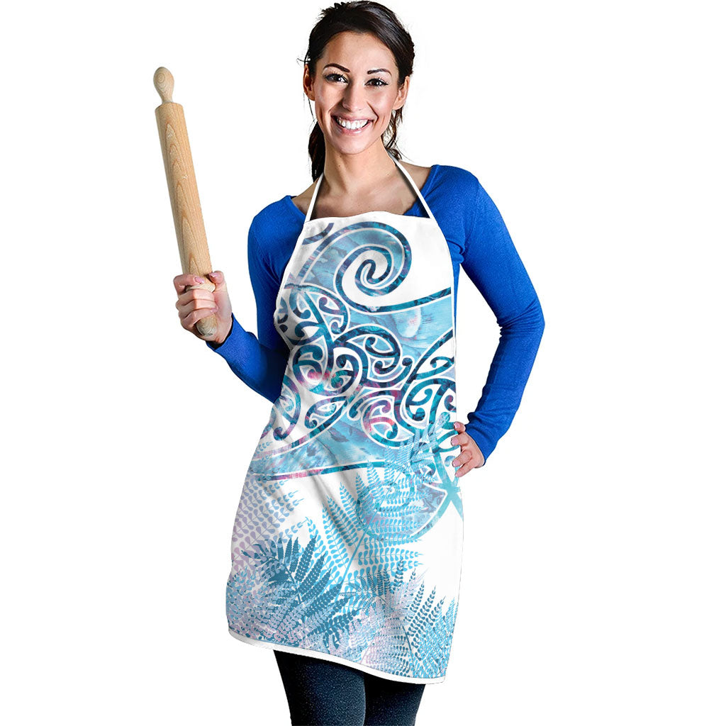 Aotearoa Maori Koru Curves Apron Aqua Paua Shell