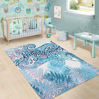 Aotearoa Maori Koru Curves Area Rug Aqua Paua Shell