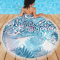 Aotearoa Maori Koru Curves Beach Blanket Aqua Paua Shell