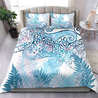 Aotearoa Maori Koru Curves Bedding Set Aqua Paua Shell