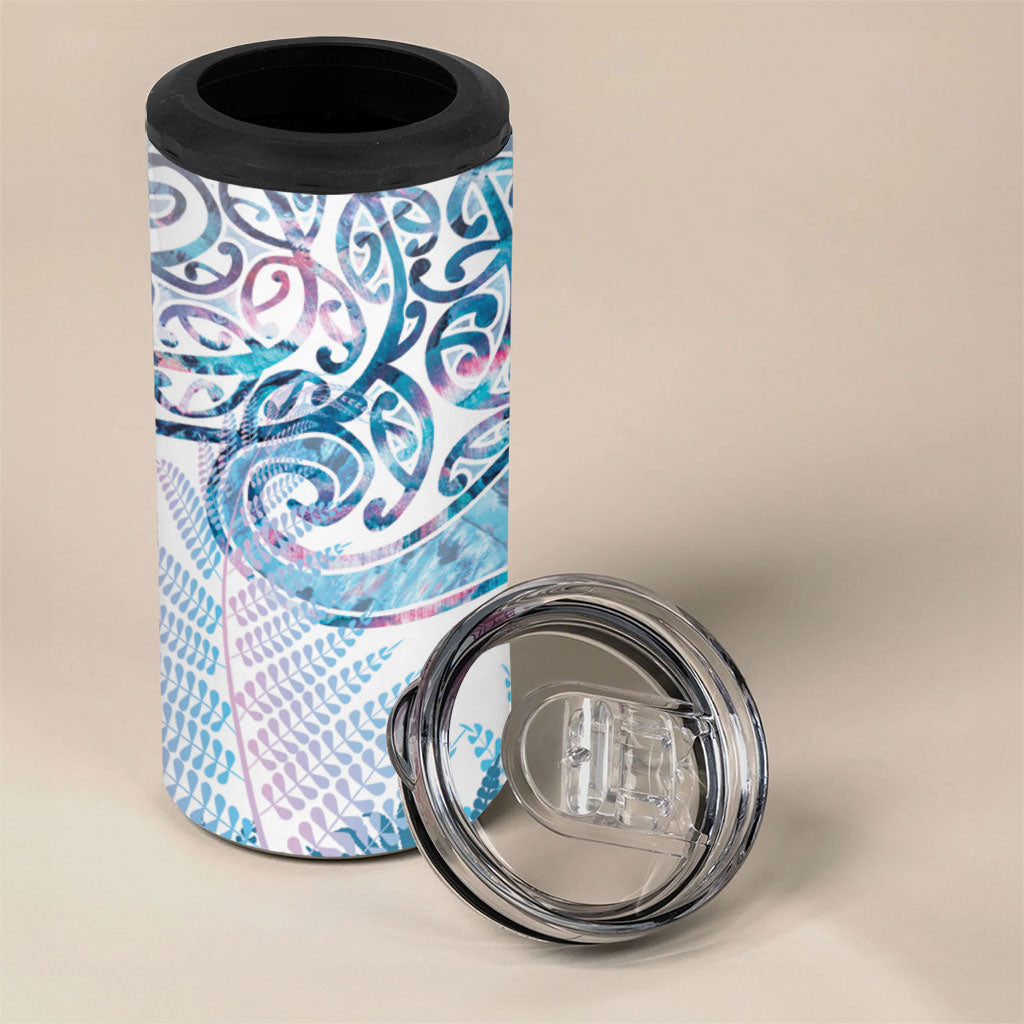 Aotearoa Maori Koru Curves 4 in 1 Can Cooler Tumbler Aqua Paua Shell