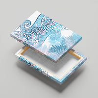 Aotearoa Maori Koru Curves Canvas Wall Art Aqua Paua Shell