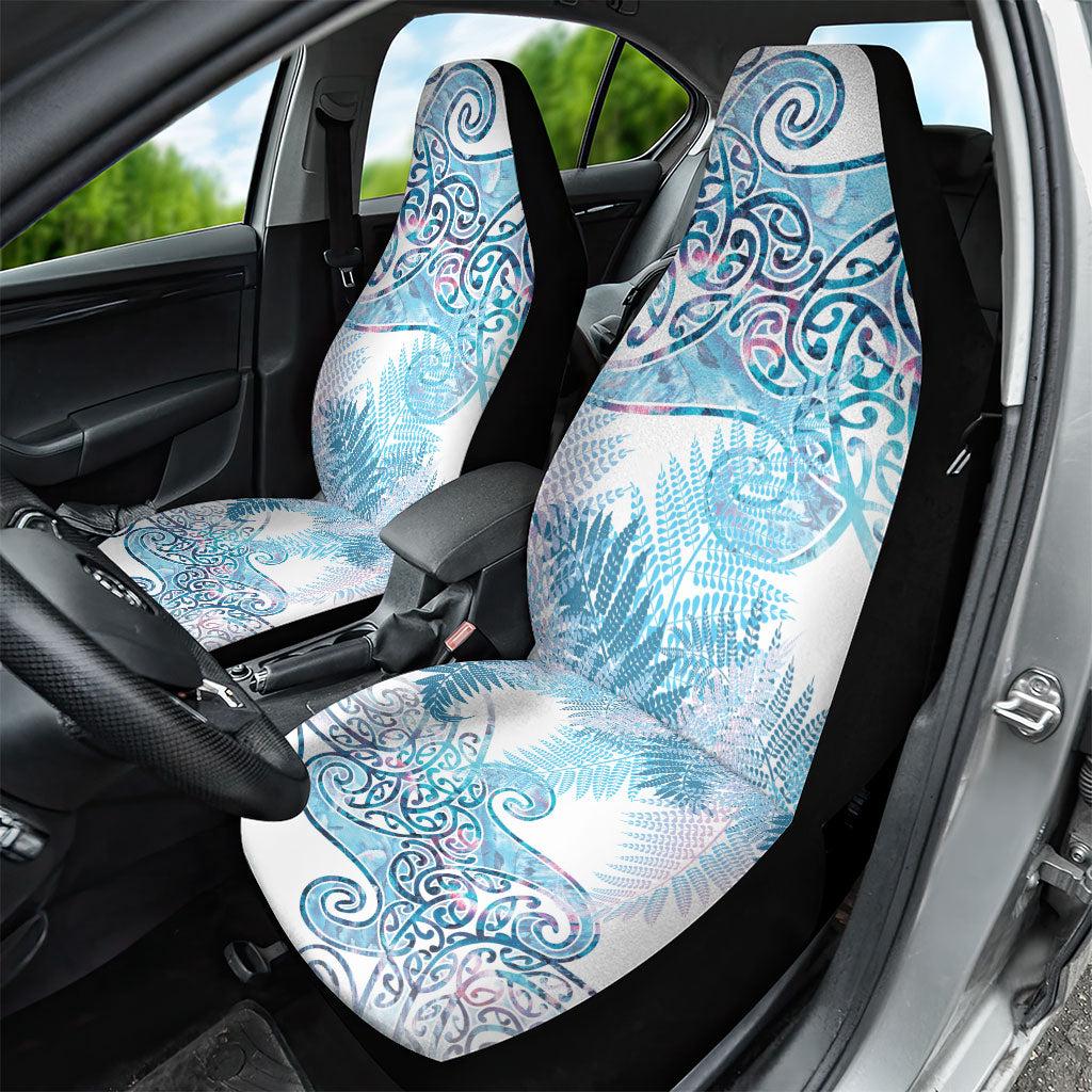 Aotearoa Maori Koru Curves Car Seat Cover Aqua Paua Shell