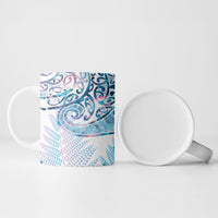 Aotearoa Maori Koru Curves Ceramic Mug Aqua Paua Shell