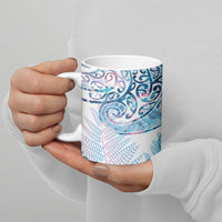 Aotearoa Maori Koru Curves Ceramic Mug Aqua Paua Shell