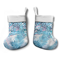 Aotearoa Maori Koru Curves Christmas Stocking Aqua Paua Shell
