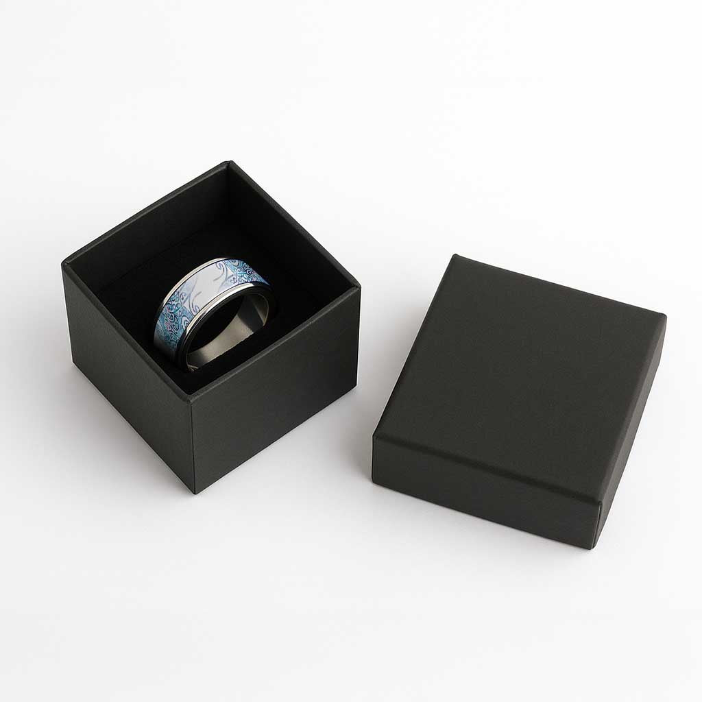 Aotearoa Maori Koru Curves Classic Ring Aqua Paua Shell