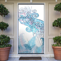 Aotearoa Maori Koru Curves Door Cover Aqua Paua Shell