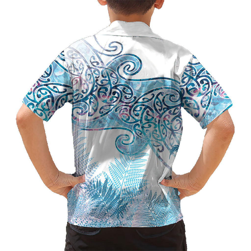 Aotearoa Maori Koru Curves Family Matching Summer Maxi Dress and Hawaiian Shirt Aqua Paua Shell