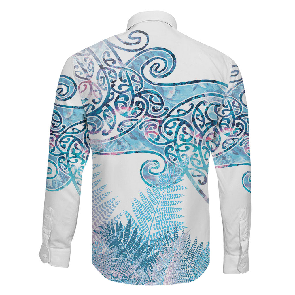 Aotearoa Maori Koru Curves Family Matching Tank Maxi Dress and Hawaiian Shirt Aqua Paua Shell LT7 - Polynesian Pride