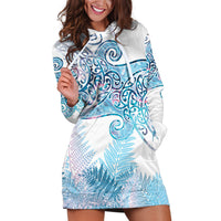 Aotearoa Maori Koru Curves Hoodie Dress Aqua Paua Shell