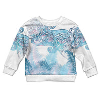 Aotearoa Maori Koru Curves Kid Ugly Christmas Sweater Aqua Paua Shell