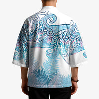 Aotearoa Maori Koru Curves Kimono Aqua Paua Shell