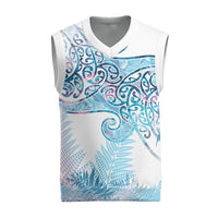 Aotearoa Maori Koru Curves Christmas Knitted V-Neck Vest Aqua Paua Shell LT7 Blue - Polynesian Pride