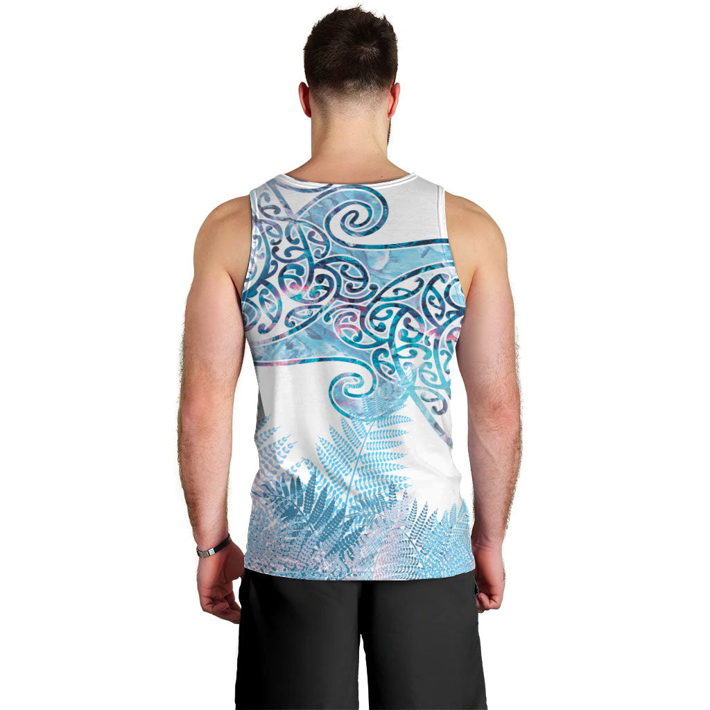 Aotearoa Maori Koru Curves Men Tank Top Aqua Paua Shell