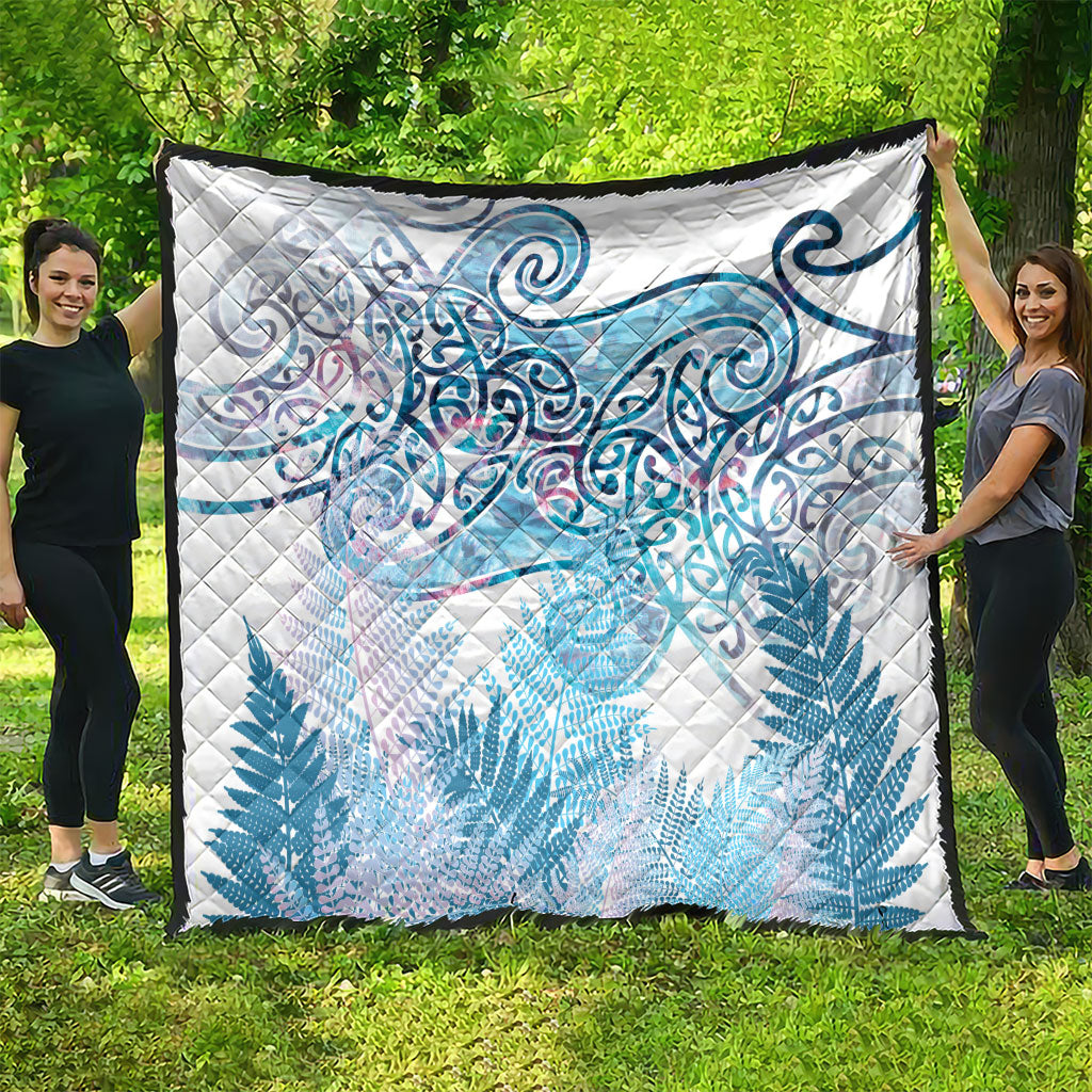 Aotearoa Maori Koru Curves Quilt Aqua Paua Shell