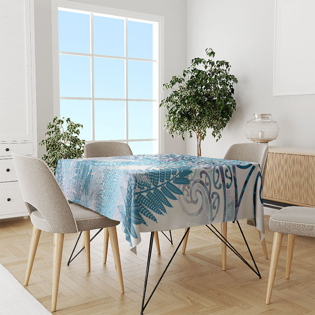 Aotearoa Maori Koru Curves Tablecloth Aqua Paua Shell