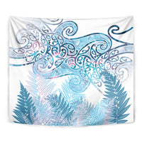 Aotearoa Maori Koru Curves Tapestry Aqua Paua Shell