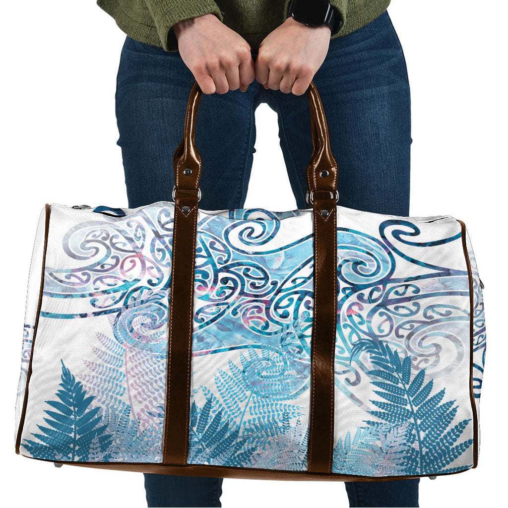 Aotearoa Maori Koru Curves Travel Bag Aqua Paua Shell