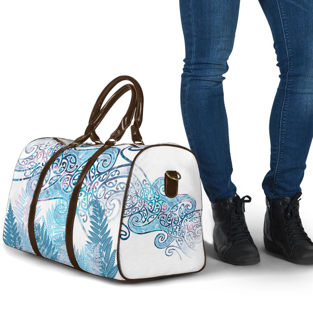 Aotearoa Maori Koru Curves Travel Bag Aqua Paua Shell