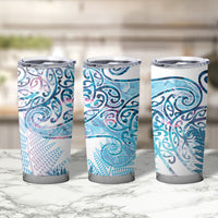 Aotearoa Maori Koru Curves Tumbler Cup Aqua Paua Shell