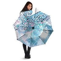 Aotearoa Maori Koru Curves Umbrella Aqua Paua Shell