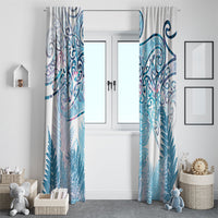 Aotearoa Maori Koru Curves Window Curtain Aqua Paua Shell