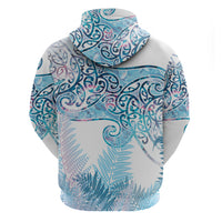 Aotearoa Maori Koru Curves Zip Hoodie Aqua Paua Shell