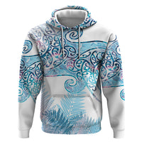 Aotearoa Maori Koru Curves Zip Hoodie Aqua Paua Shell