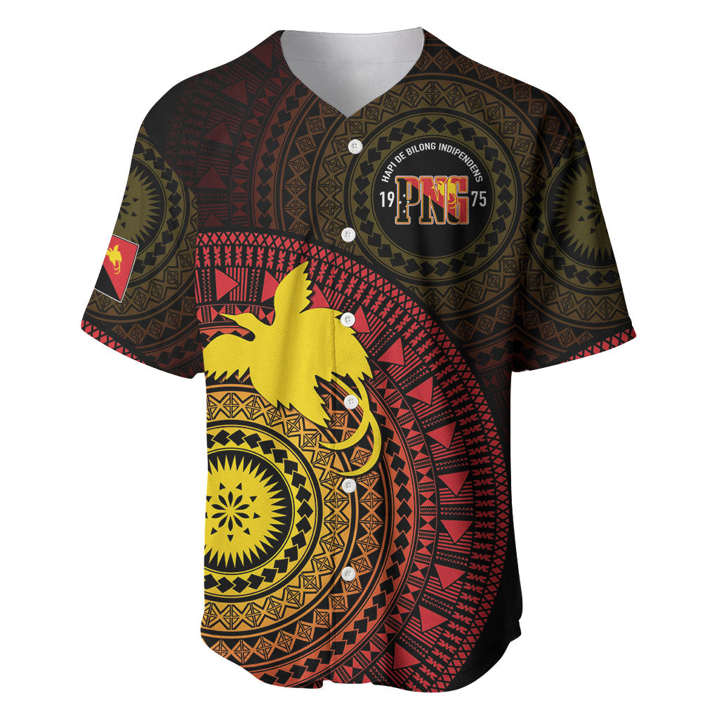 Papua New Guinea Independence Personalized Baseball Jersey Tapa Circle LT7 Black - Polynesian Pride
