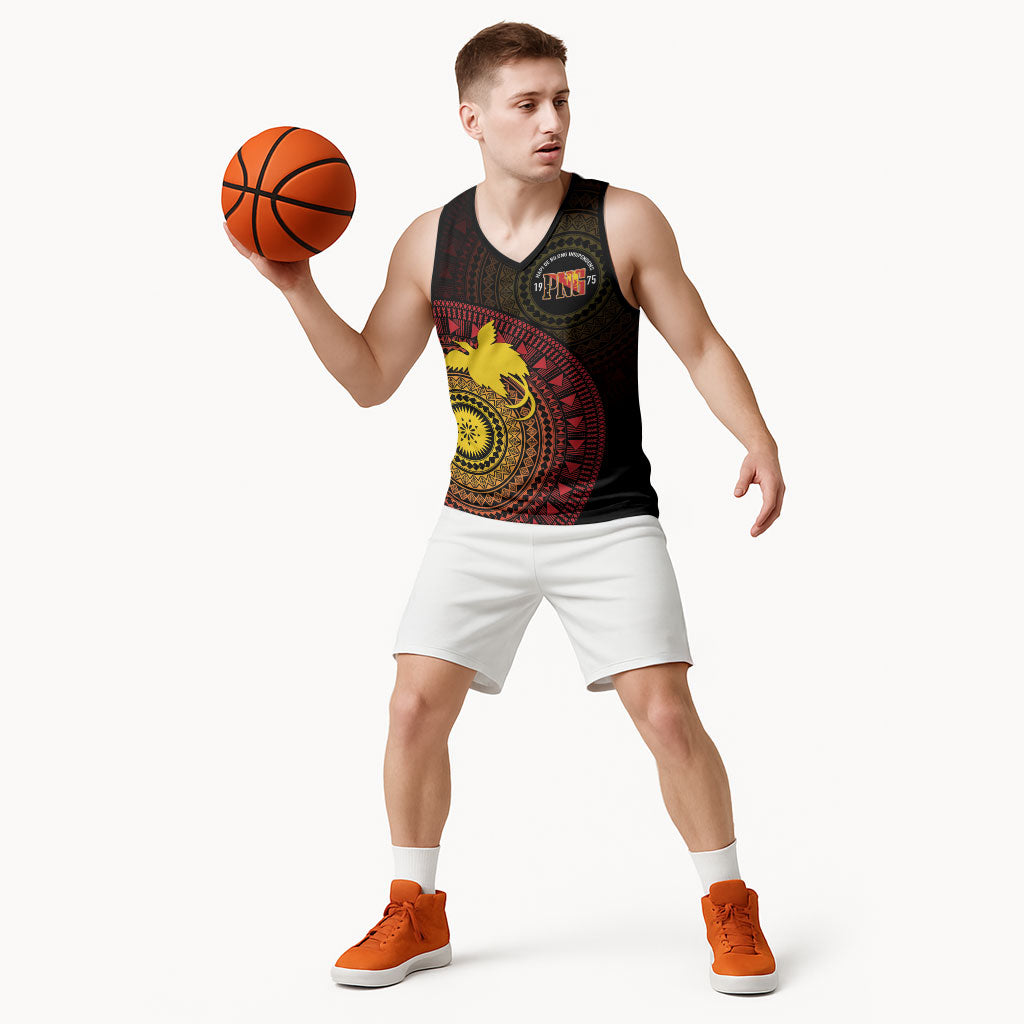 Papua New Guinea Independence Personalized Basketball Jersey Tapa Circle