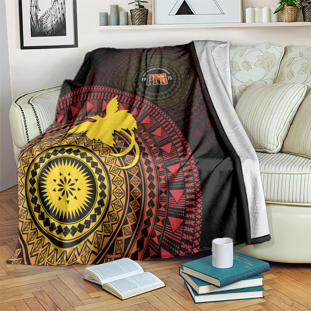 Papua New Guinea Independence Blanket Tapa Circle LT7 Black - Polynesian Pride