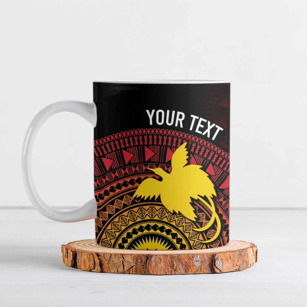 Papua New Guinea Independence Personalized Ceramic Mug Tapa Circle LT7 Black - Polynesian Pride