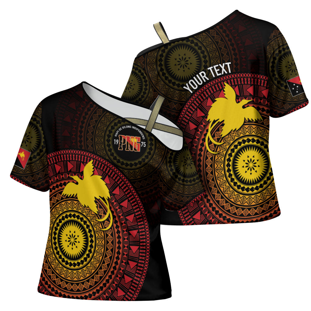 Papua New Guinea Independence Personalized Cross Shoulder Shirt Tapa Circle