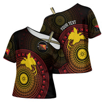 Papua New Guinea Independence Personalized Cross Shoulder Shirt Tapa Circle