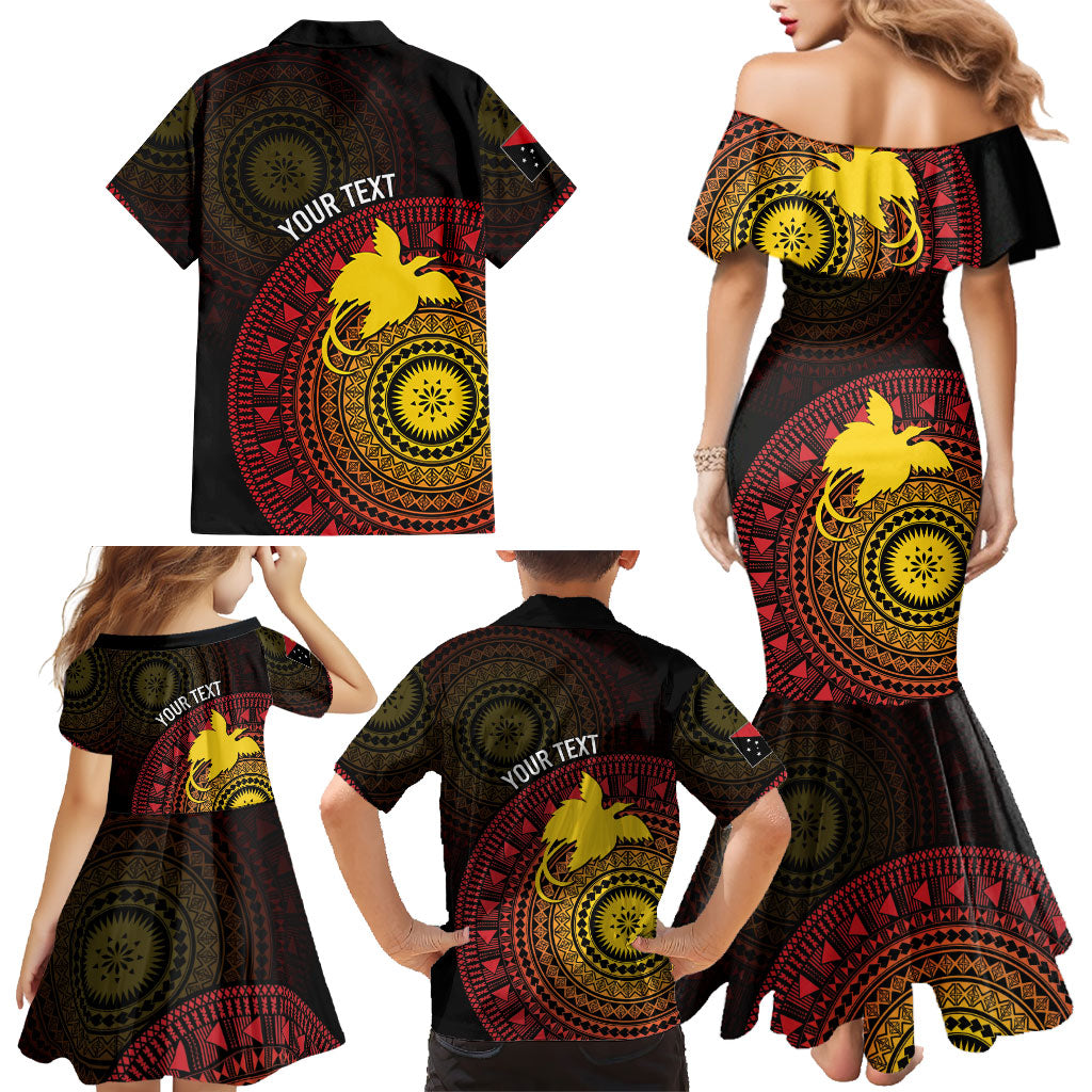 Papua New Guinea Independence Personalized Family Matching Mermaid Dress and Hawaiian Shirt Tapa Circle LT7 - Polynesian Pride