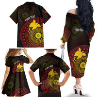 Papua New Guinea Independence Personalized Family Matching Off The Shoulder Long Sleeve Dress and Hawaiian Shirt Tapa Circle LT7 - Polynesian Pride