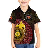Papua New Guinea Independence Personalized Family Matching Off Shoulder Maxi Dress and Hawaiian Shirt Tapa Circle
