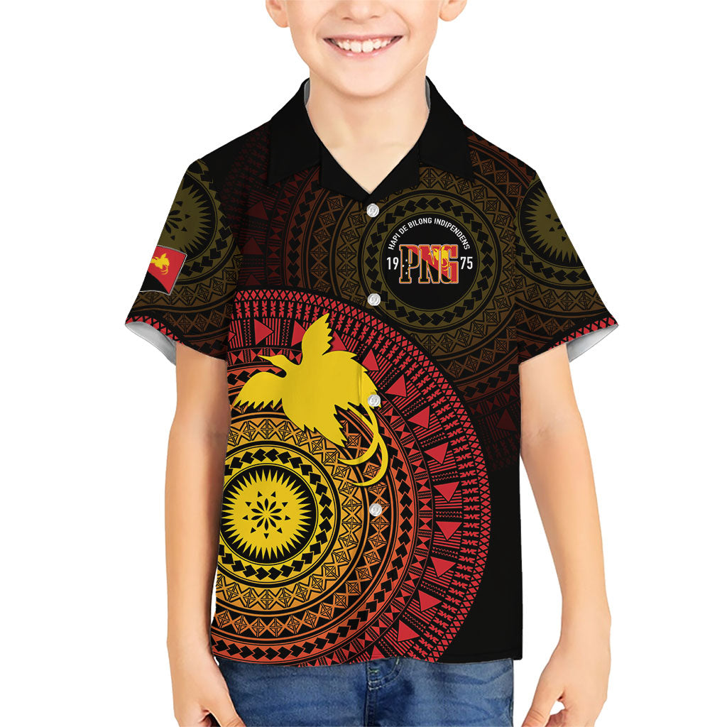 Papua New Guinea Independence Personalized Family Matching Off Shoulder Short Dress and Hawaiian Shirt Tapa Circle