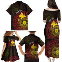 Papua New Guinea Independence Personalized Family Matching Puletasi and Hawaiian Shirt Tapa Circle